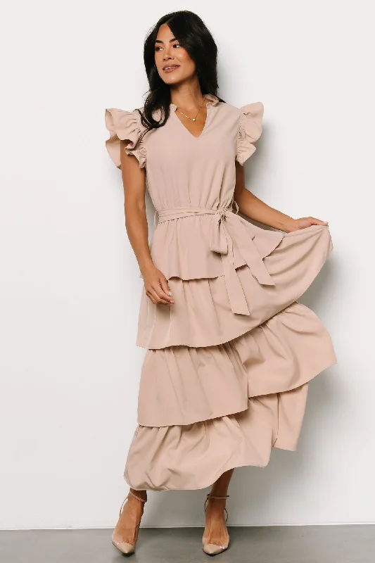 Timeless Women's Apparel Chrysanthi Tiered Dress | Natural