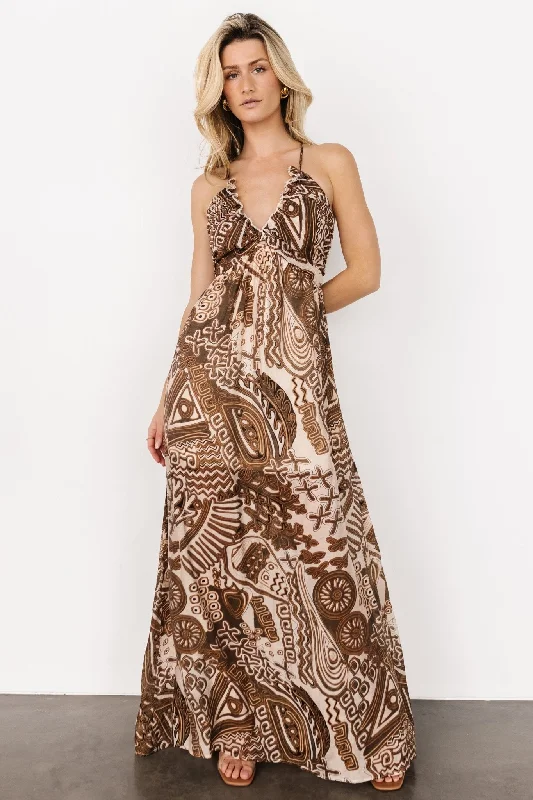 Special Offers Wallace Open Back Dress | Mocha Print