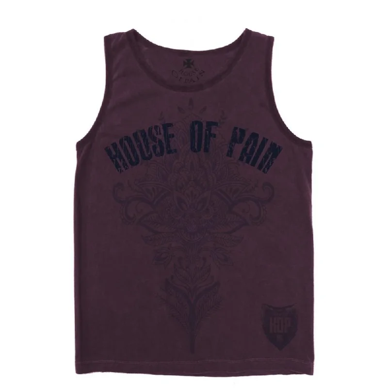 Affordable Fashion Clothing For Women House Of Pain Watermark Wide Neck Strap Tank - Burgundy