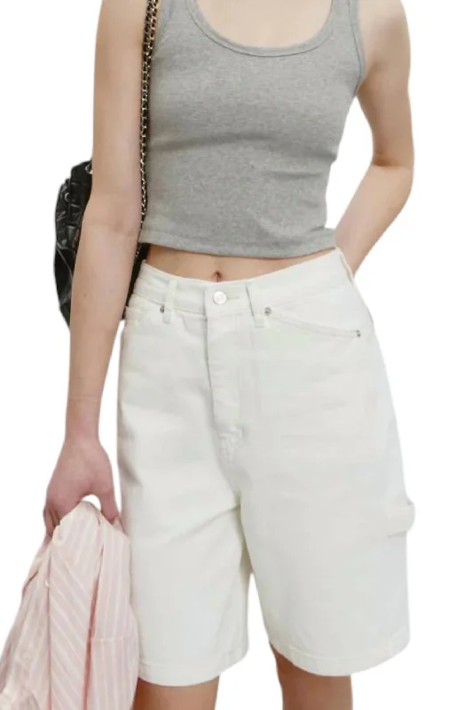 Women's Casual Wear Clothing Wide Carpenter Shorts In Off-White