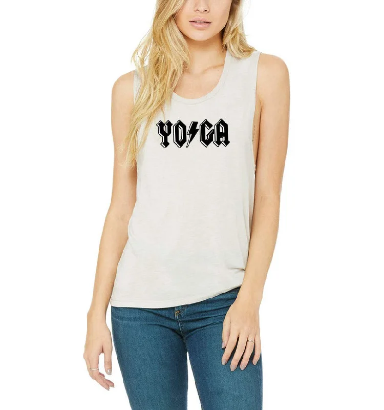 Women's Resort Attire "Whole Lotta Yogi" Rock Concert Crew Tank