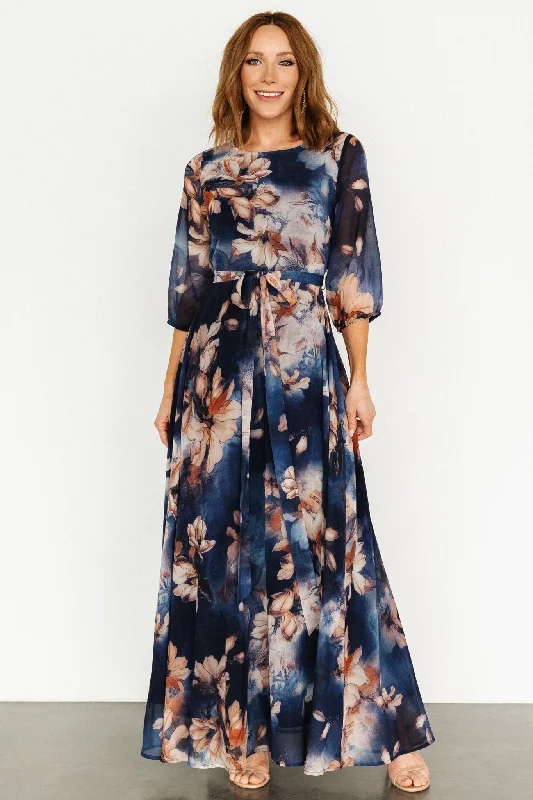 Comfortable Women's Apparel Rebecca Maxi Dress | Dark Blue Floral