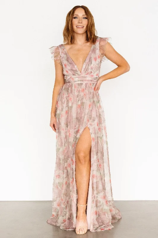 Stylish Women's Apparel Carmine Maxi Dress | Mauve Floral