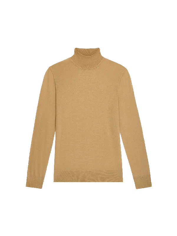 Cozy Comfort Style Sale Women’s Regenerative Merino Wool Turtleneck Sweater—camel