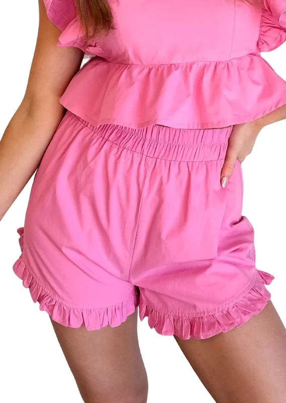 Fashionable Women's Clothes Piper Ruffle Short In Pink