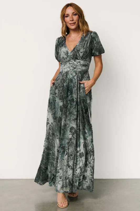 Women's Chic Outfit Leslie Velvet Maxi Dress | Slate Blue