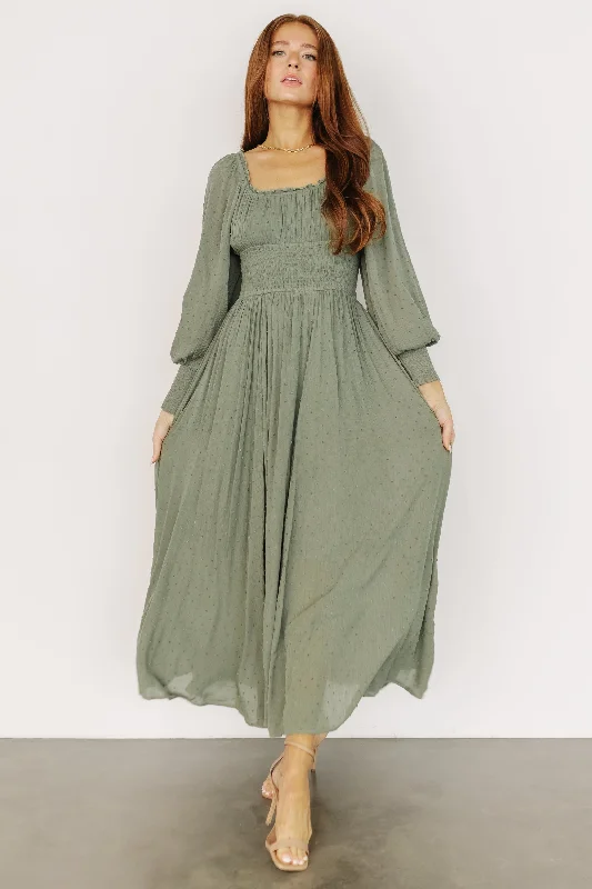 Women's Sporty Chic Clothes Renata Dot Maxi Dress | Dusty Olive