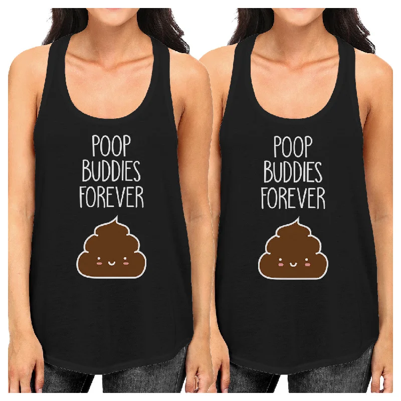 Sustainable Fashion Clothing For Women Poop Buddies BFF Matching Black Tank Tops