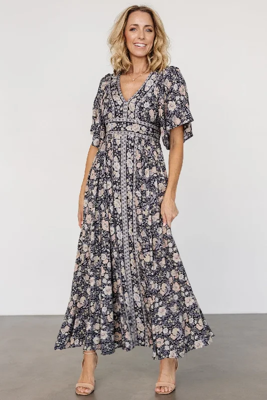 Feminine Luxe Style Sale Elissa Maxi Dress | Midnight Floral