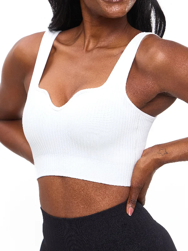 Women's Party Clothes Ribbed Seamless Crop - White