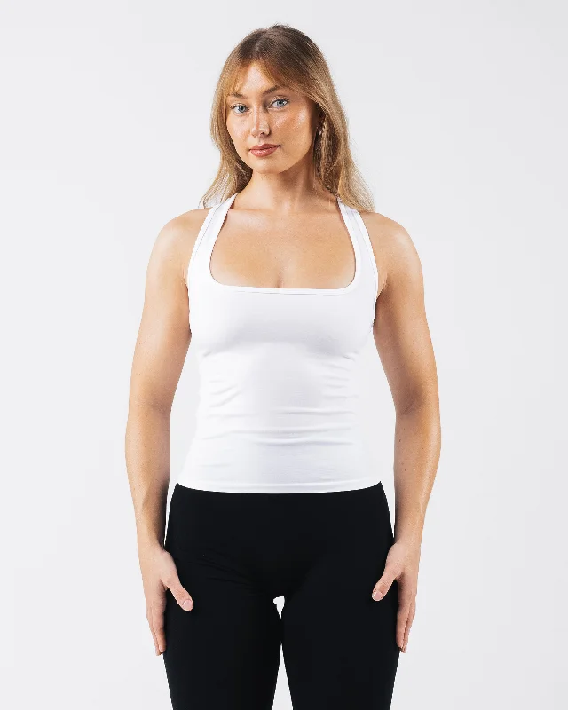 Women's Casual Wear Clothes Glass Tank - White