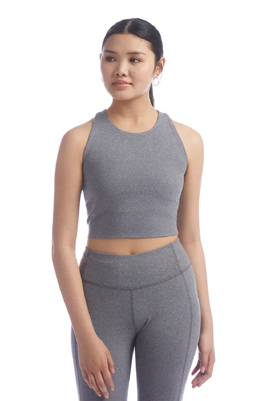 Limited Time Champion Womens Crop Racerback Tank Top - Heather Grey - Closeout