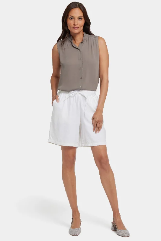 Chic And Trendy Breezy Bermuda Shorts - White