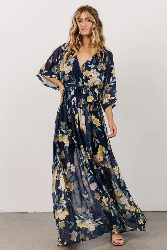 Hot Sale Kia Kimono Maxi Dress | Navy Floral