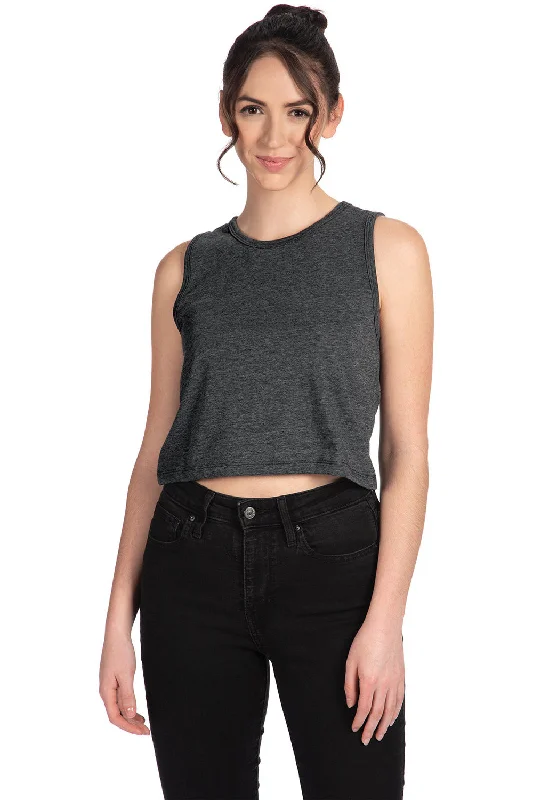 Women's Elegant Outfit Next Level Womens Festival Cropped Tank Top - Charcoal Grey