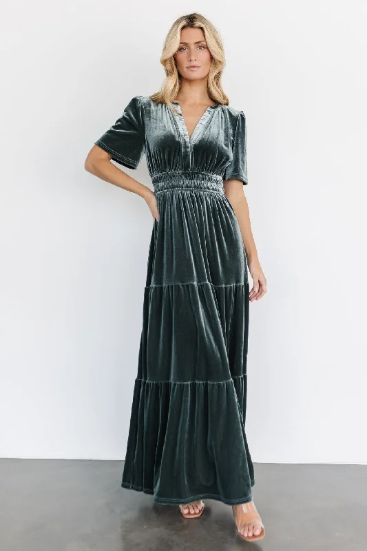 Women's Clothing For Travel Artemis Velvet Maxi Dress | Eucalyptus