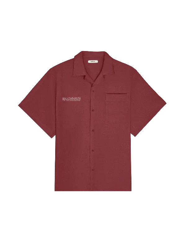 Tailored Clothing For Women Womens DNA Linen Camp Collar Shirt—garnet red