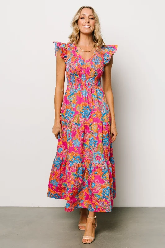 Shop Sale Items Ranchero Smocked Maxi Dress | Pink Multi