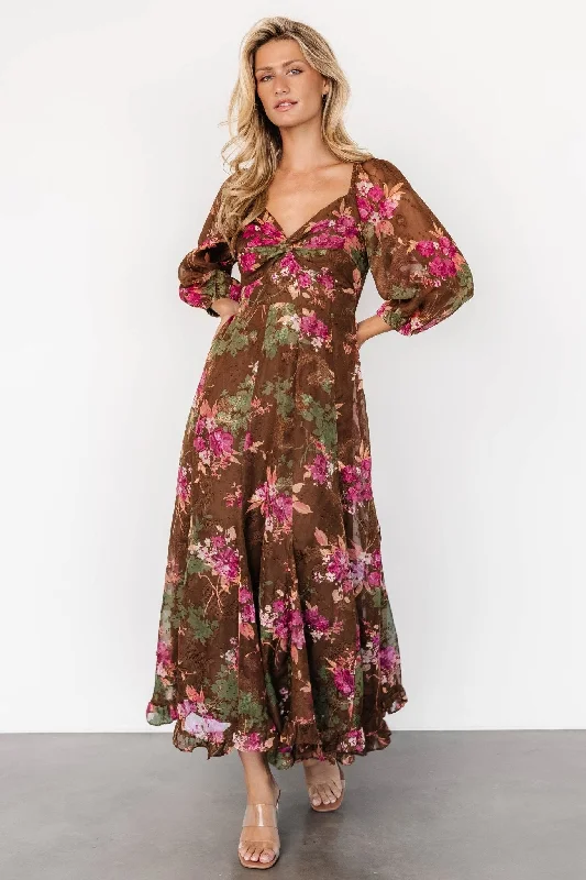 Women's Vintage Garments Estefania Maxi Dress | Brown Floral