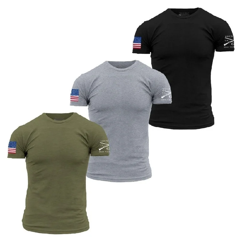 Women's Trendy Clothes USA Flag Basic T-Shirts - USA Pack - 3 Pack