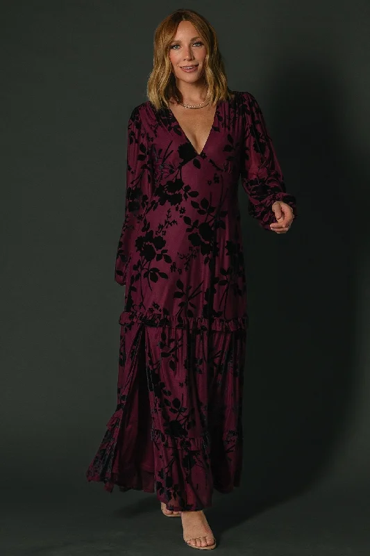 Women's Outerwear Garments Liana Velvet Embossed Maxi Dress | Mulberry