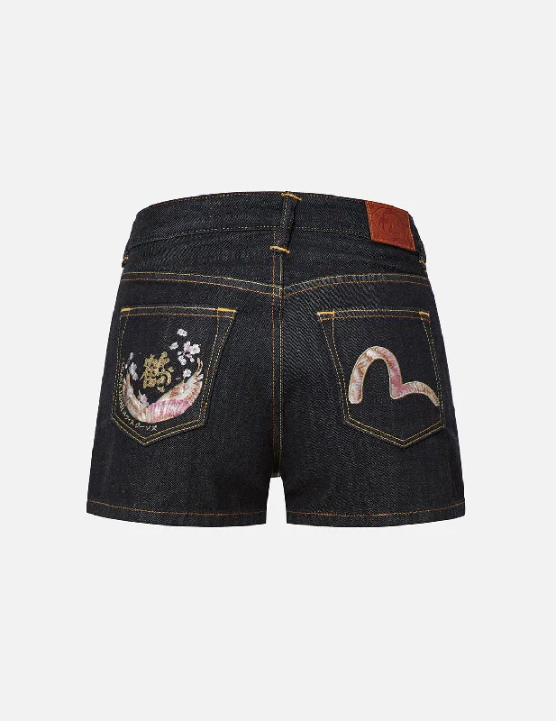 Exclusive Deals Online Crane-patterned Seagull Embroidered Denim Shorts