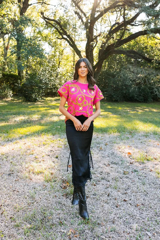 Trendy Pulse Hot Pink Star & Rope Tee