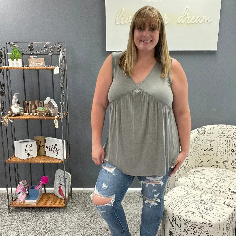 Refined Fashion Sale Grey Tunic Tank