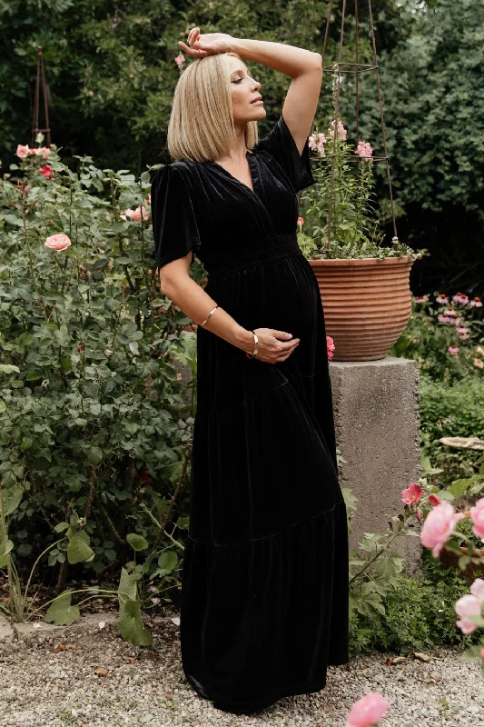 Casual Outfit For Women Artemis Velvet Maxi Dress | Black