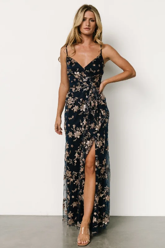 Glamorous Fashion Offers Marcia Sparkle Gown | Navy + Rose Gold