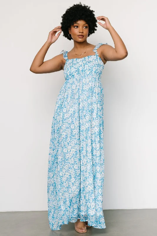 Cozy Comfort Style Sale Evanthe Maxi Dress | Blue + White Floral