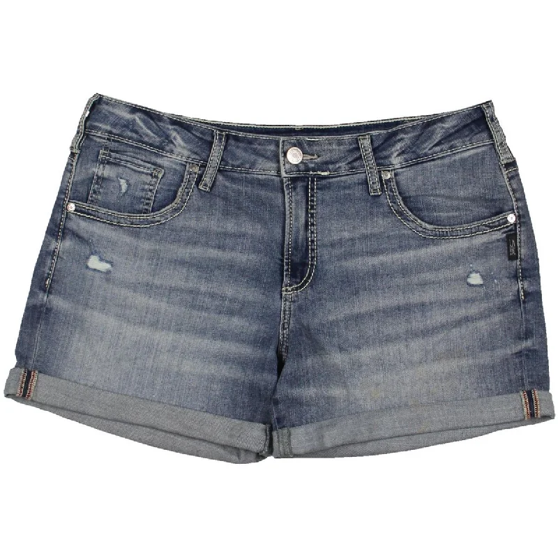 Comfortable Women's Apparel Womens Mid Rise Cuffed Denim Shorts