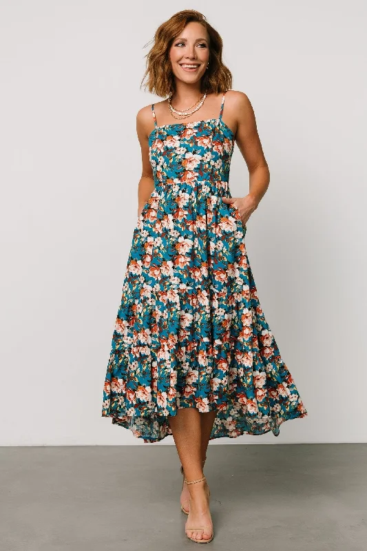 Women's Garments Shari Tank Maxi Dress | Deep Blue Floral