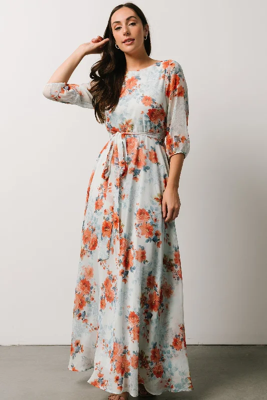 Chic Style, Always In Vogue Rebecca Maxi Dress | Blue + Coral Blossom