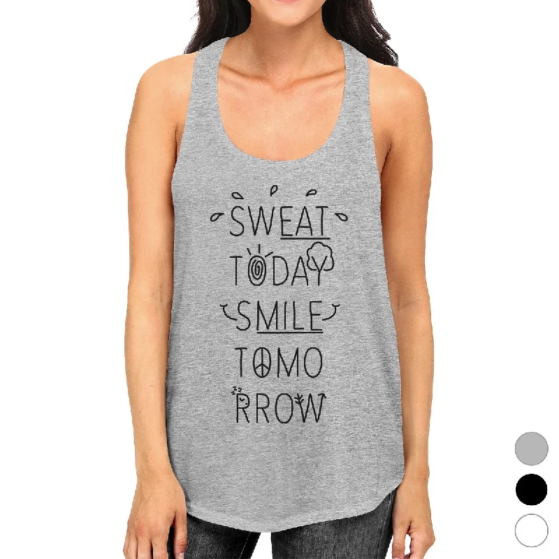 Women's Clothes For Work Events Sweat Smile Womens Cute Gym Tank Top Cute Gift For Workout Lovers