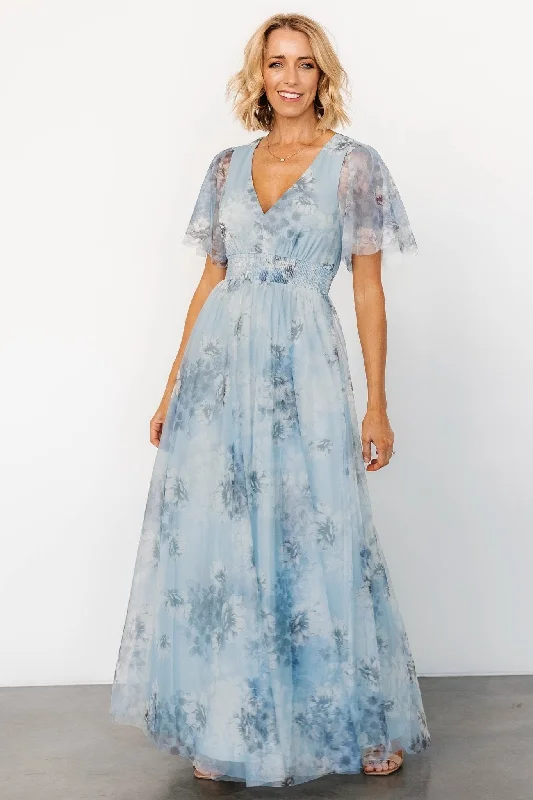 The Latest Fashion Trends Cressida Tulle Maxi Dress | Blue + Off White Floral