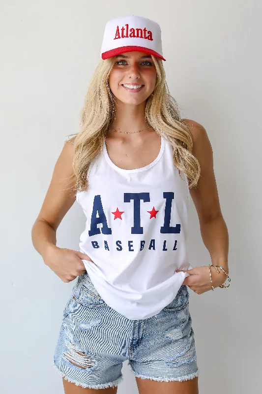 Athleisure Style Sale White ATL Baseball Star Tank