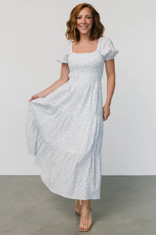 Women's Casual Wear Clothes Calliope Smocked Maxi Dress | White Print