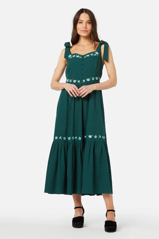 Women's Plus-Size Casual Outfit Folk Embroidered Dress