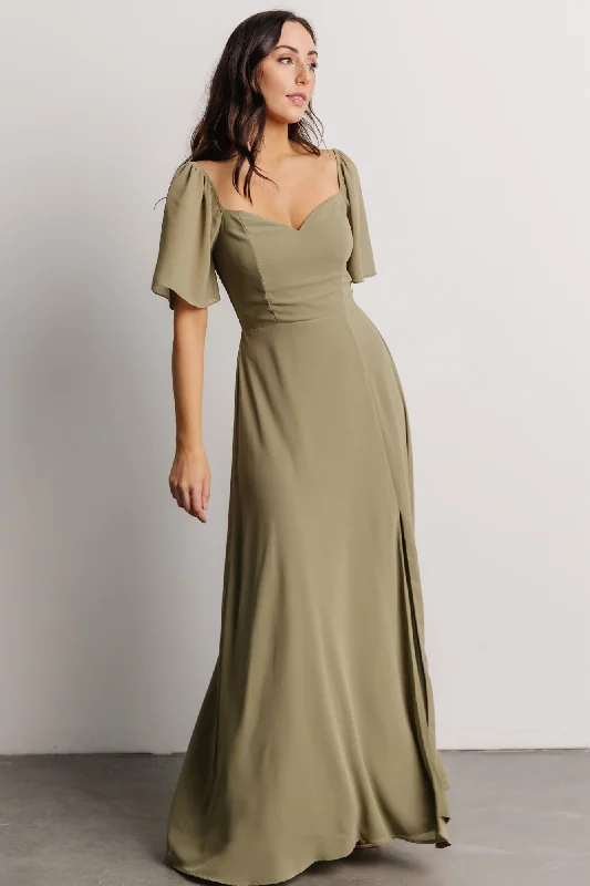 Women's Office Outfit Sierra Sweetheart Maxi Dress | Dusty Olive