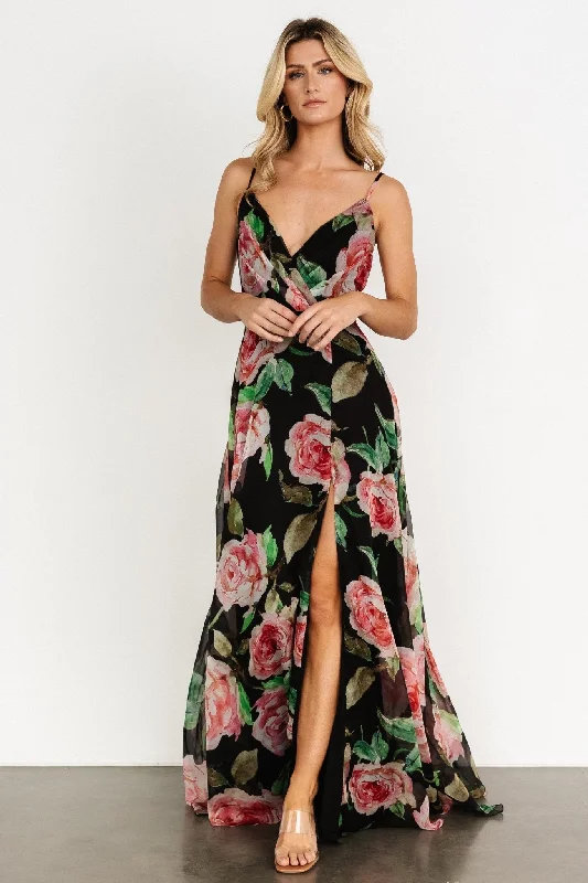 Affordable Women's Clothing Vivienne Maxi Dress | Black Rose Floral