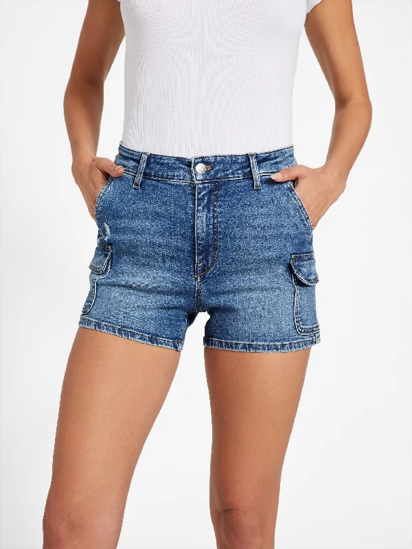 Top Brand Discounts Helena High-Rise Denim Cargo Shorts