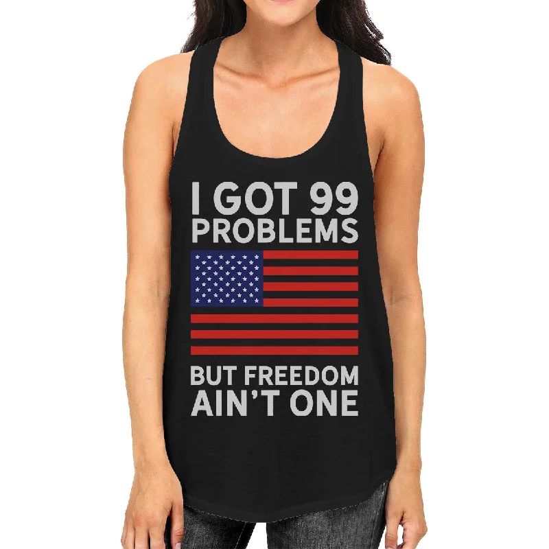 Women's Outfit For The Office Freedom Ain't One Women Sleeveless Tee Funny 4th Of July Tank Top