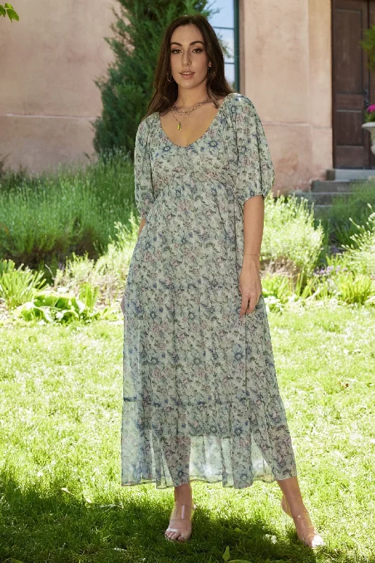 Comfortable Chic Ginny Maxi Dress | Light Green Floral