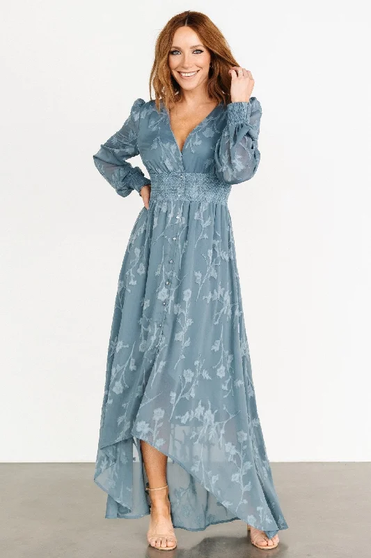 Statement Fashion Offers Mayfair High Low Maxi Dress | Slate Blue