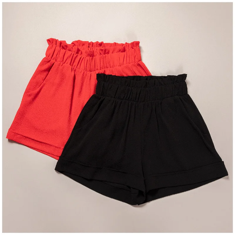 Retro Style Promotions High-Waist Ruffle Top Cuff Shorts