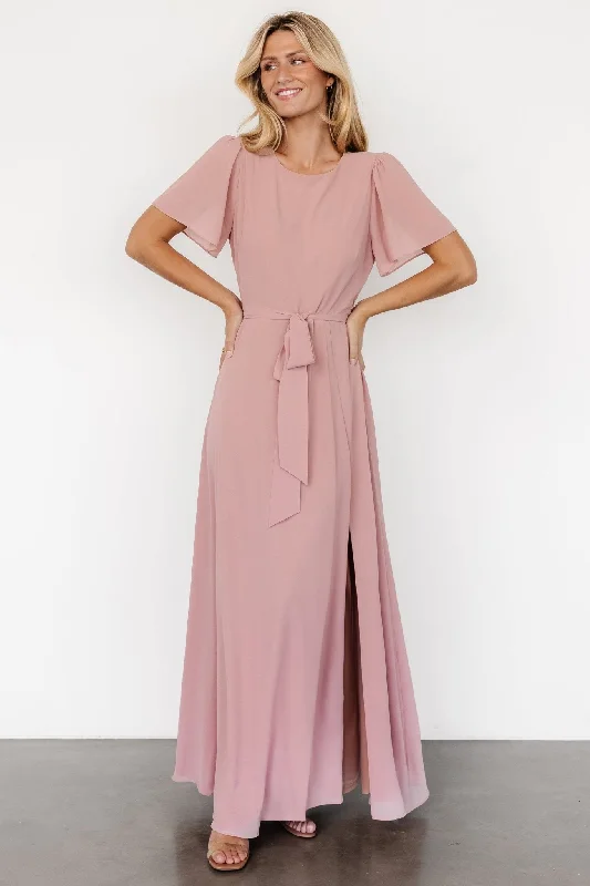 Limited Stock, Big Sale Naomi Short Sleeve Maxi Dress | Blush Pink