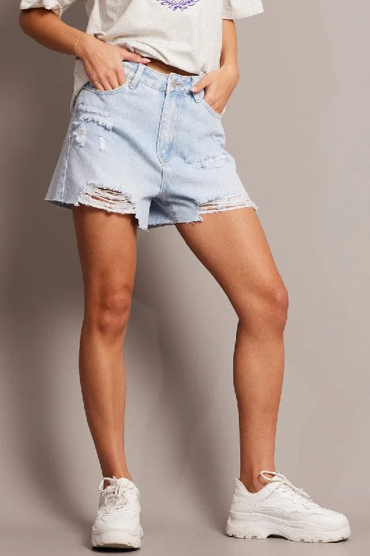 The Good Stuff Denim Ripped Denim Shorts