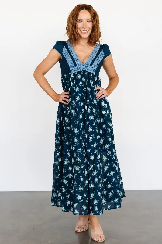 Best Sellers Lucille Maxi Dress | Dark Blue Floral