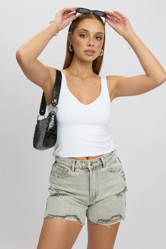 Women's Office Attire Grey Jorts Shorts High Rise